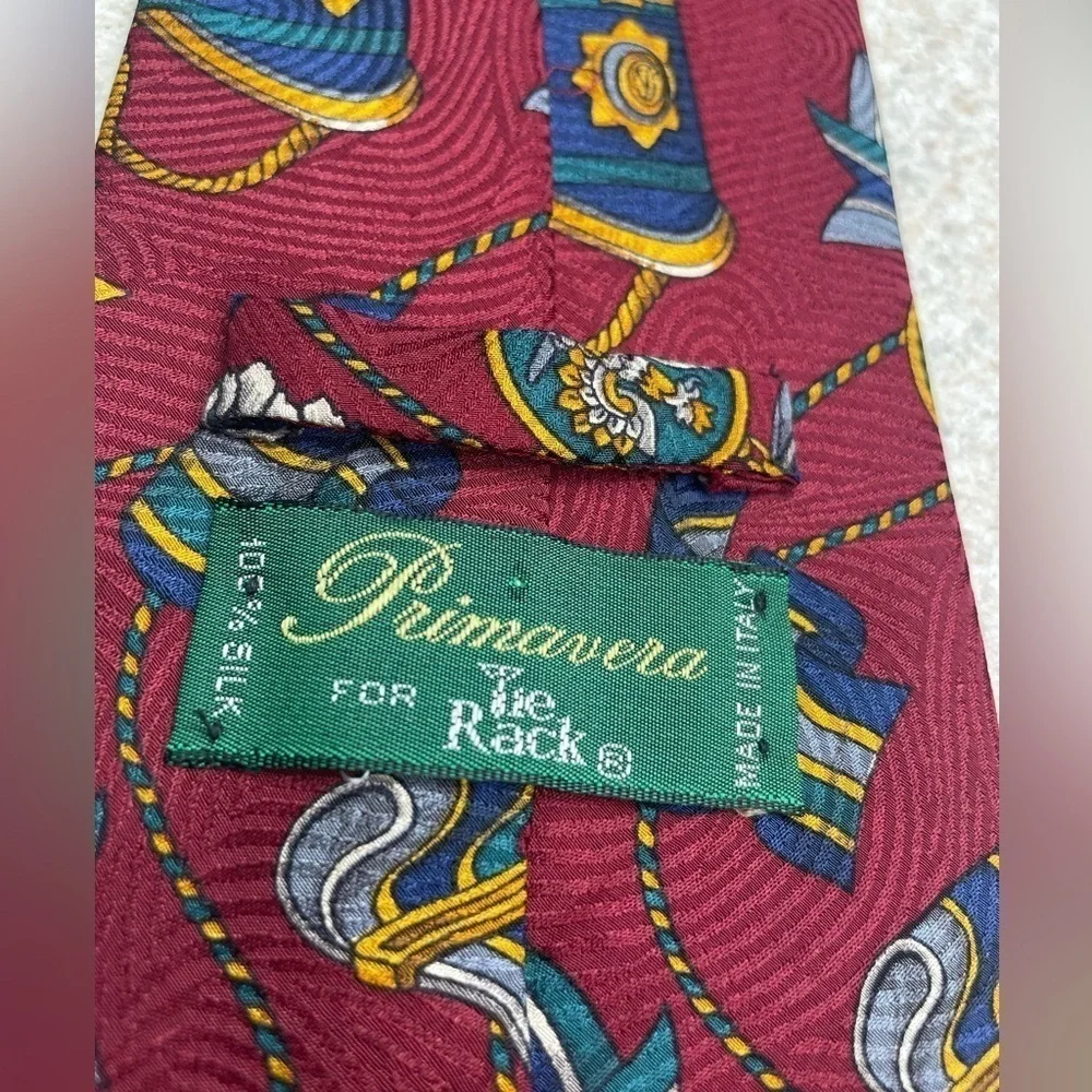Primavera Italian Silk Tie Military Medal deep Red 57”